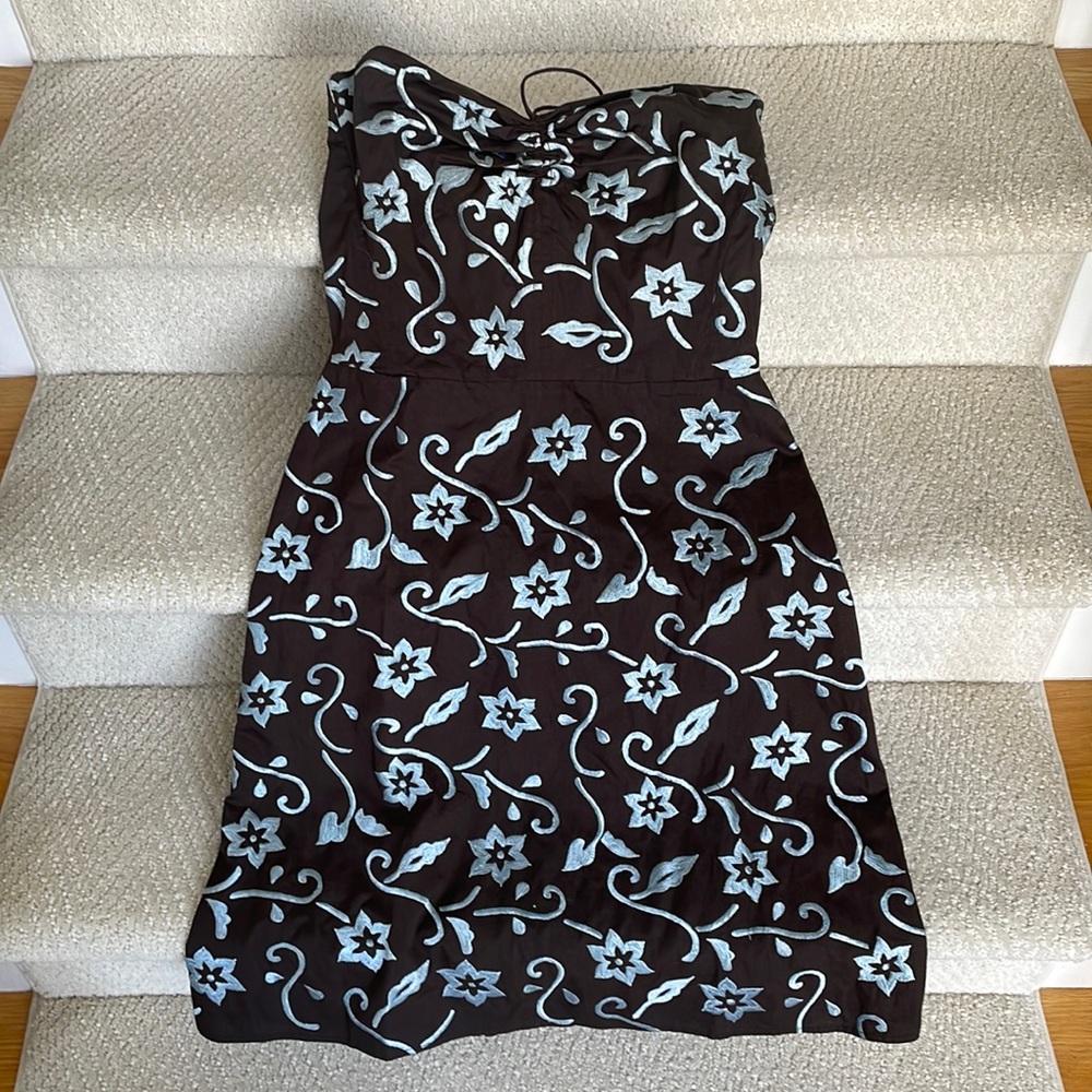 Fork strapless midi dress